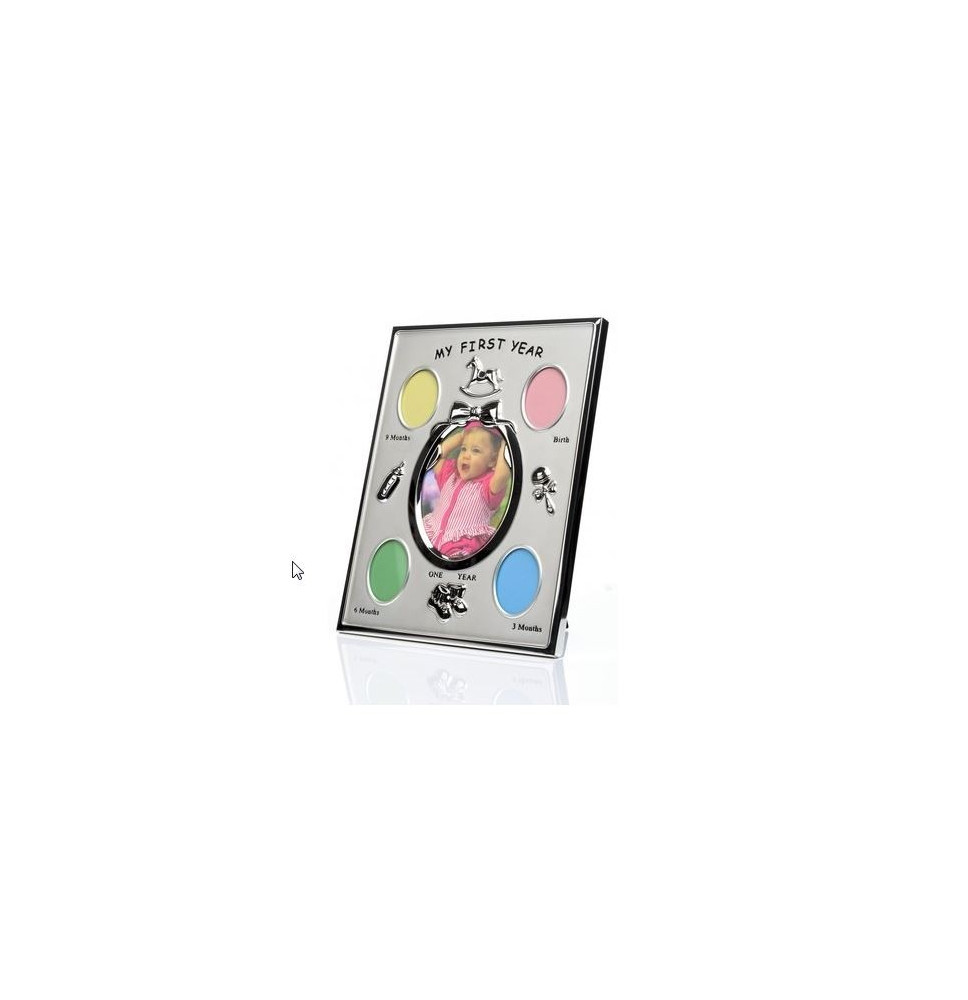 Silver Baby Photo Frame – First Year – Multi Photo Collage